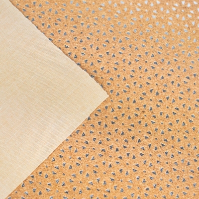 Natural Cork Fabric with Laser Cutout Effect and Silver Backing COF-466